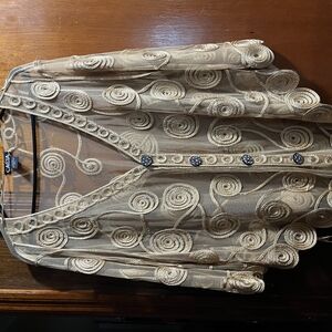 Chic Sheer Beige Swirl Cardigan